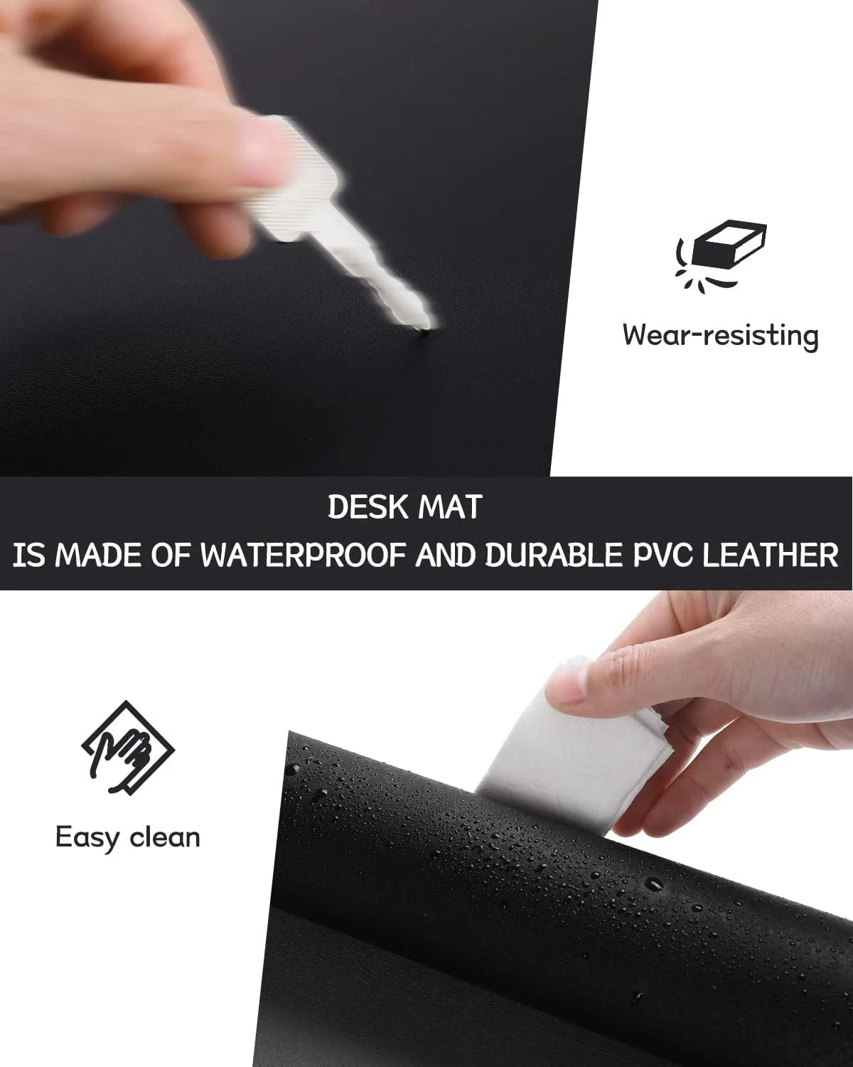 Mairuige XXL Schreibtischunterlage aus PU-Leder – Wasserdichte, Rutschfeste Desk Pad & Großes Mauspad für Büro und Zuhause (Schwarz / Pink)