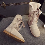 GRWG Damen Schneestiefel aus 100 % echtem Rindsleder – Kniehohe Winterstiefel mit Warmfutter &amp; flacher Sohle