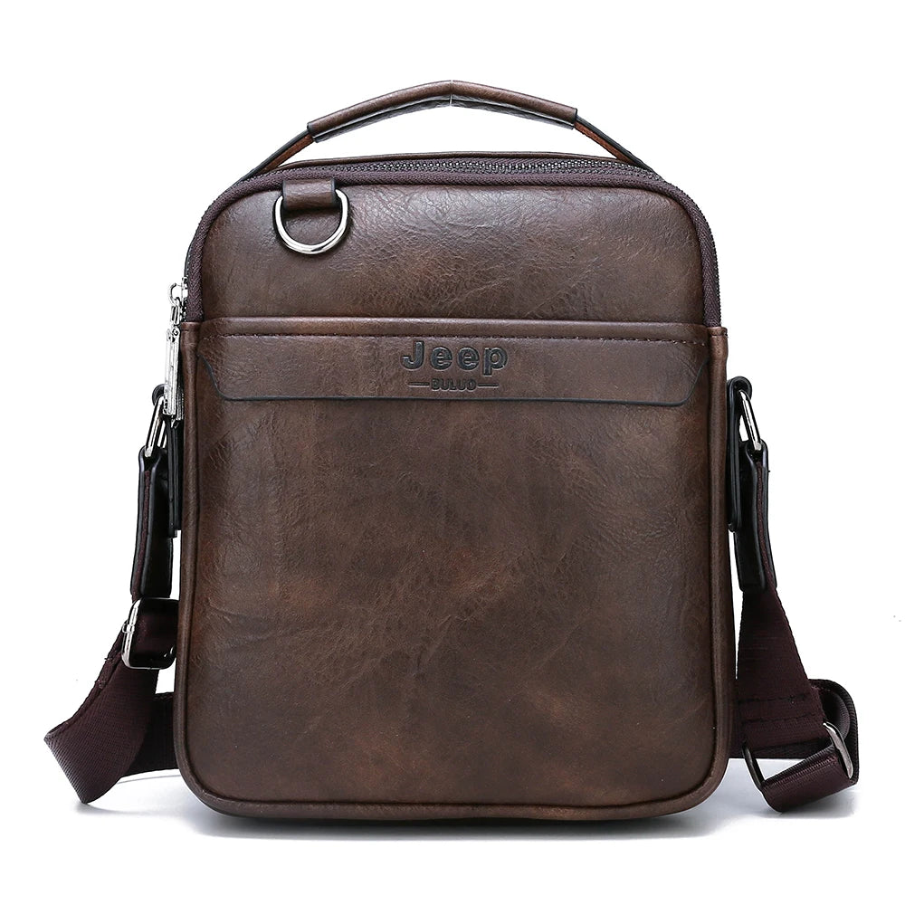 JEEP BULUO Herren 2-teiliges Messenger Bag Set – Split-Leder Schultertasche & Business Crossbody für iPad Mini