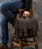 Luufan Vintage Herren Aktentasche aus echtem Crazy-Horse-Leder - Bolsa grande para negocios y portátiles con bolsa de seguridad para 15 pulgadas 
