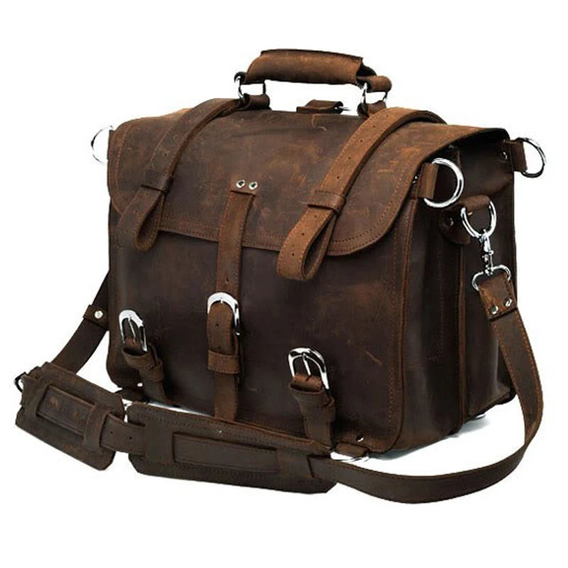 Vintage Herren Reisetasche aus véritable Crazy Horse Leder – Grand sac de voyage en cuir et sac de week-end pour les voyages et les affaires