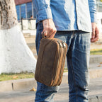 Contact'S Herren Kosmetiktasche aus echtem Leder – Luxus Kulturbeutel aus Rindsleder, große Kapazität, Vintage Reise-Organizer 