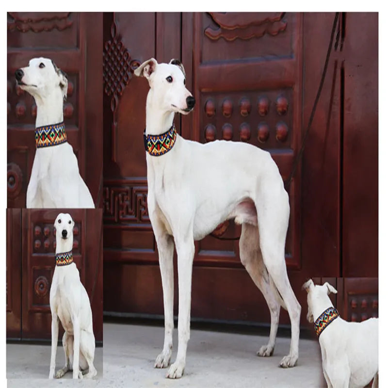 Hunde-Halsband aus Schaffell & Leder – Ethnisches Design für kleine, mittlere & große Hunde (auch Windhunde)
