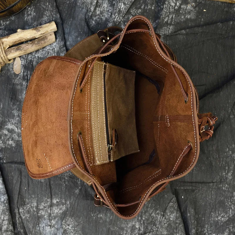 LUUFAN Vintage Crazy Horse Mochila de cuero unisex - Mochila grande para portátil de 15 pulgadas, Reise, Schule &amp; Alltag