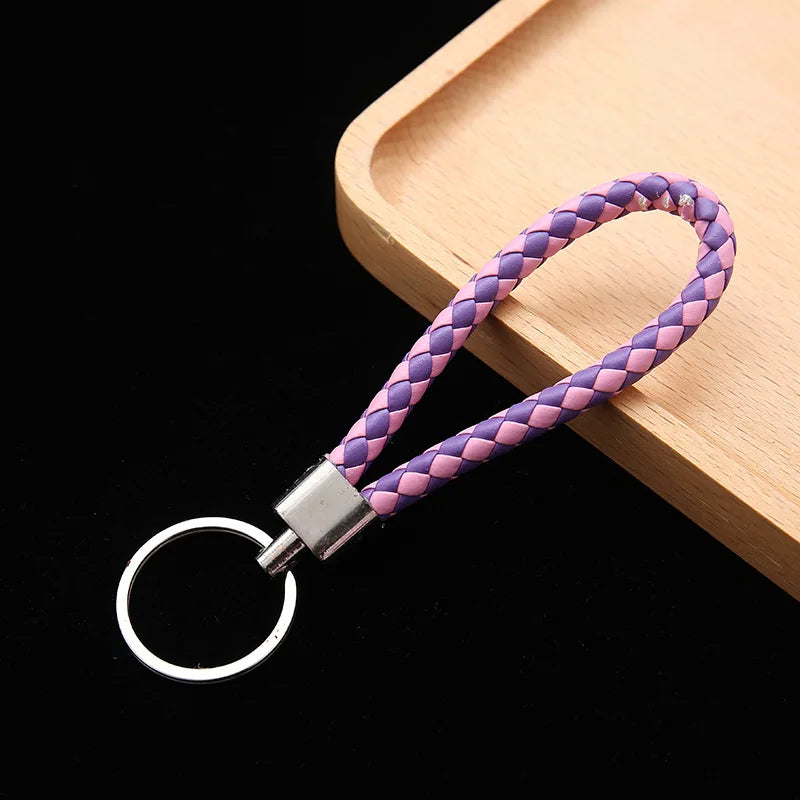 Geflochtener PU-Leder Schlüsselanhänger - Llavero de cuerda tejida más moderno como bolso y colgador de automóviles, llavero de cuero DIY para mujeres y hombres 