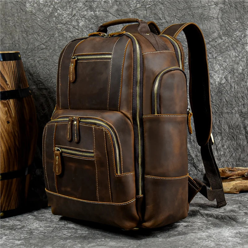 NEWSBIRDS Herren Leder Rucksack – Vintage Luxus Daypack aus echtem Rindsleder für Business, Reise & Schule