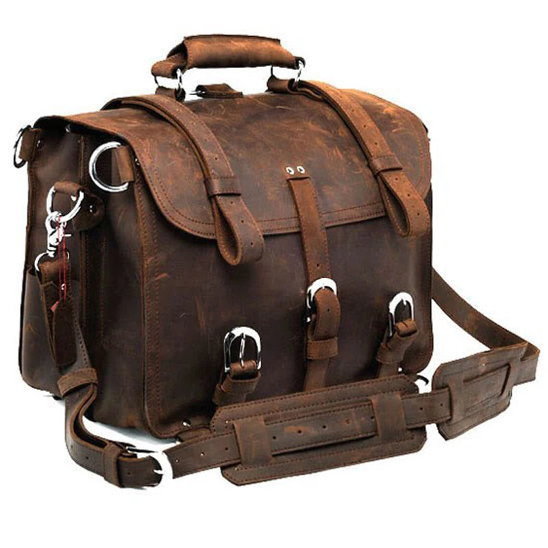Vintage Herren Reisetasche aus véritable Crazy Horse Leder – Grand sac de voyage en cuir et sac de week-end pour les voyages et les affaires
