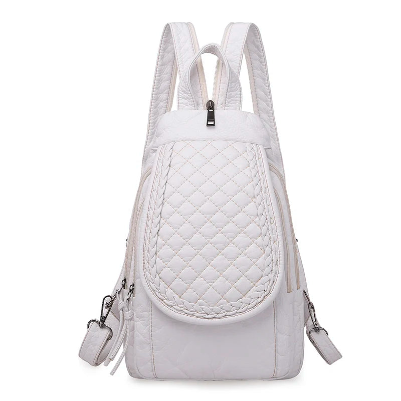 LANYIBAIGE Damen Leder-Rucksack – Kleiner Fashion Rucksack mit Stickerei, weich & leicht für Schule, Alltag & Reisen