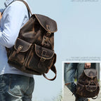 LUUFAN Vintage Crazy Horse Mochila de cuero unisex - Mochila grande para portátil de 15 pulgadas, Reise, Schule &amp; Alltag