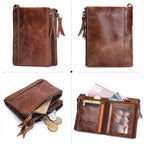 CONTACT'S Damen Geldbörse aus echtem Leder – Kompakte Bifold Wallet mit Kartenfächern, Münzfach &amp; Reißverschluss