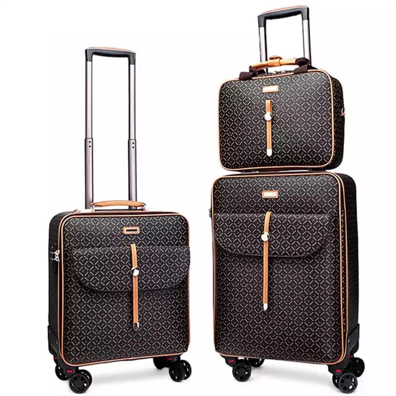 GraspDream PU Rolling Luggage Set – 16/20/24 Zoll Trolley Koffer mit Handtasche für Männer & Frauen