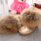JOYHOPY Damen Schneestiefel aus echtem Leder – Knöchelhohe Winterboots mit warmem Fellfutter &amp; flacher Sohle