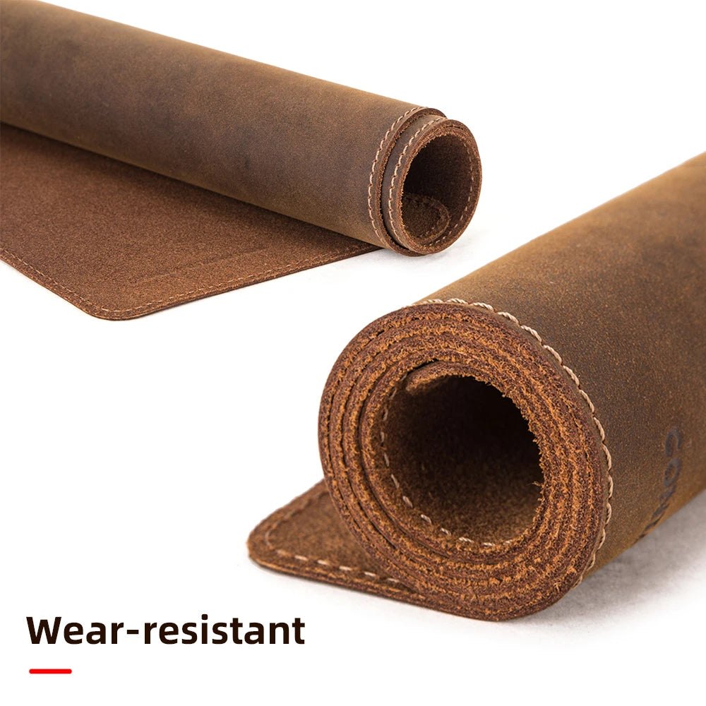 CONTACT’S FAMILY Mauspad & Schreibtischunterlage aus 100 % Nubukleder – Edle Leder Desk Mat für Büro, Laptop & Gaming