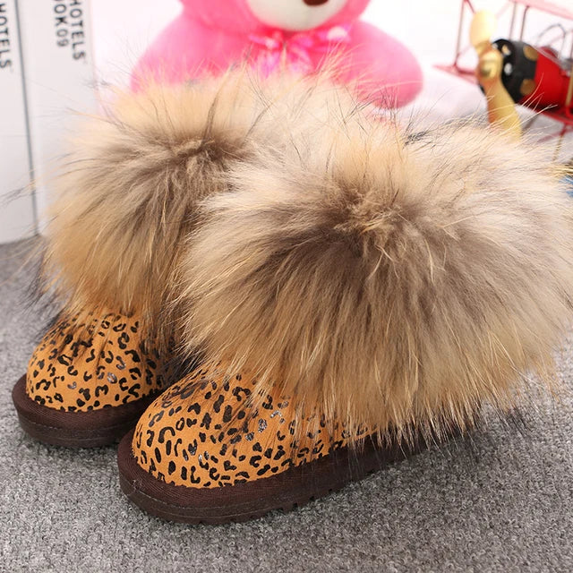 JOYHOPY Damen Schneestiefel aus echtem Leder – Knöchelhohe Winterboots mit warmem Fellfutter & flacher Sohle