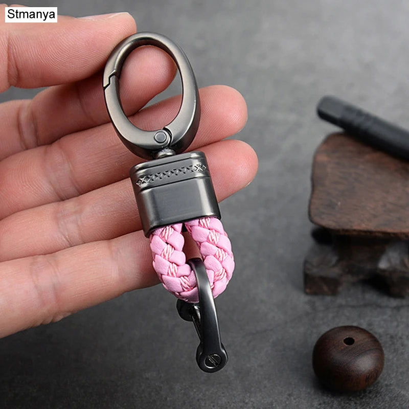 Handgeflochtener Leder Schlüsselanhänger mit Metallclip – Robuster Auto Keyring & Gürtel-Keychain für Damen & Herren