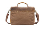 MUNUKI Vintage Herren Aktentasche aus Leder & Canvas – Business Dokumententasche im Casual-Stil für Büro, Arbeit & Alltag (14 Zoll)