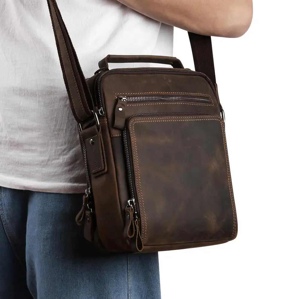 JOYIR Herren Leder Schultertasche – Vintage Flap Messenger Bag für Casual & Büro