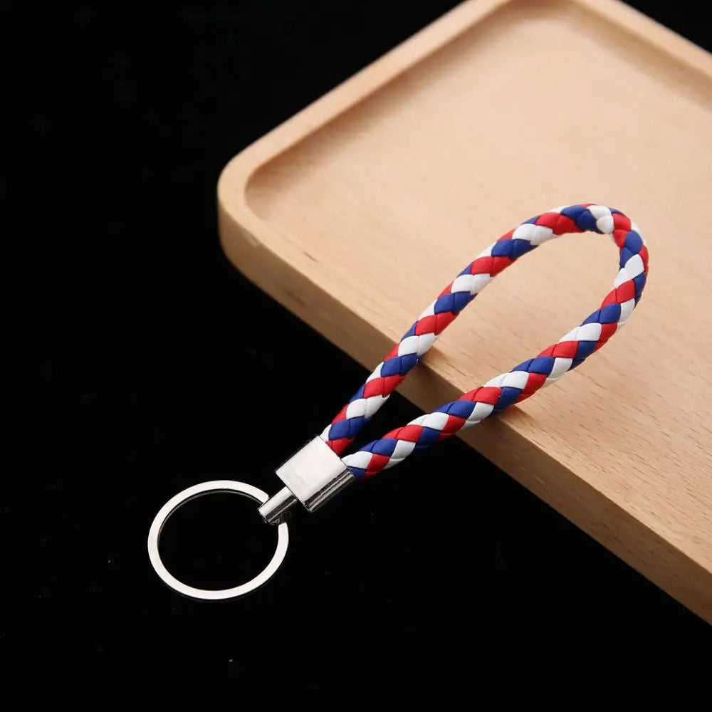 Geflochtener PU-Leder Schlüsselanhänger – Moderner Woven Rope Keychain als Taschen- & Autoanhänger, DIY Leder-Keyring für Damen & Herren