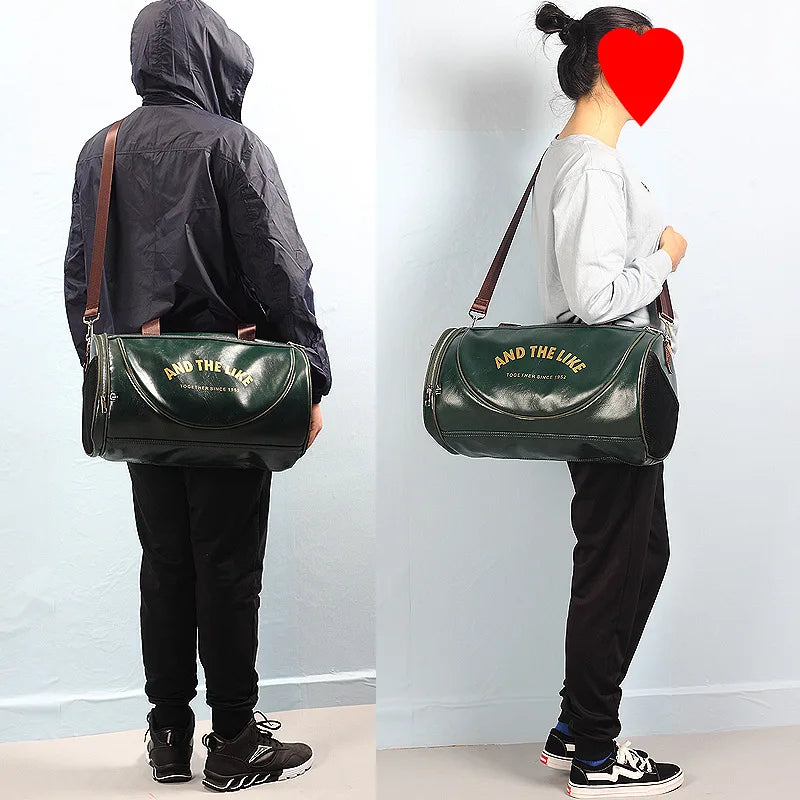 Wellvo Herren PU Leather Reisetasche – Modische Travel Duffle mit Schuhfach, leichte Schulter- &amp; Sporttasche for Reisen, Fitness &amp; Alltag 