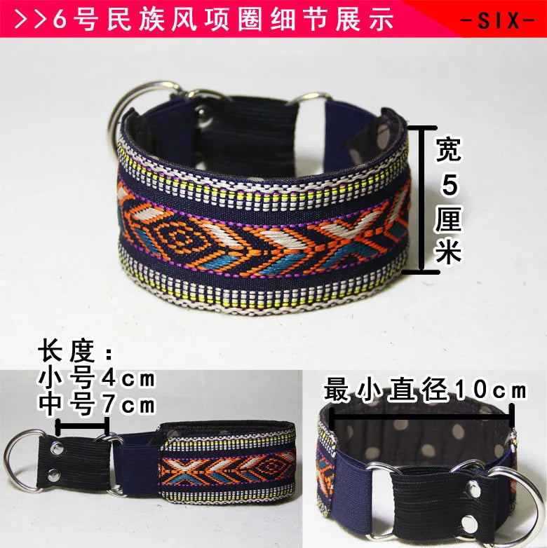 Hunde-Halsband aus Schaffell &amp; Leder – Ethnisches Design für kleine, mittlere &amp; große Hunde (auch Windhunde) 