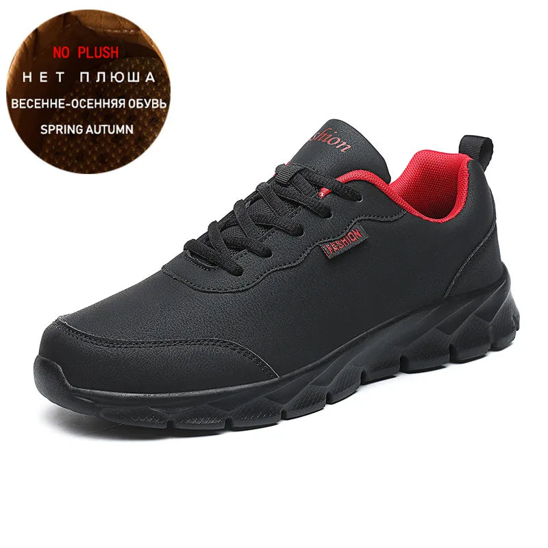 JKPUDUN Herren Laufschuhe – Leder Sneaker, atmungsaktiv, rutschfest, wasserdicht, Verschleißfest für Sport, Walking &amp; Alltag 