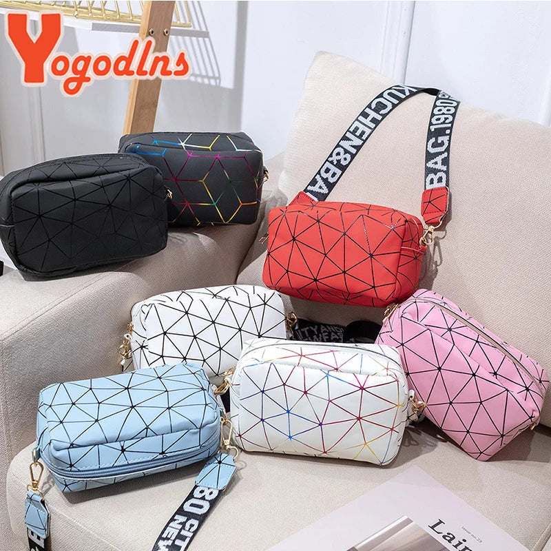 Yogodlns Fashion Laser Schultertasche – Kleine quadratische PU-Leder Crossbody Bag für Damen, Trendige Umhängetasche