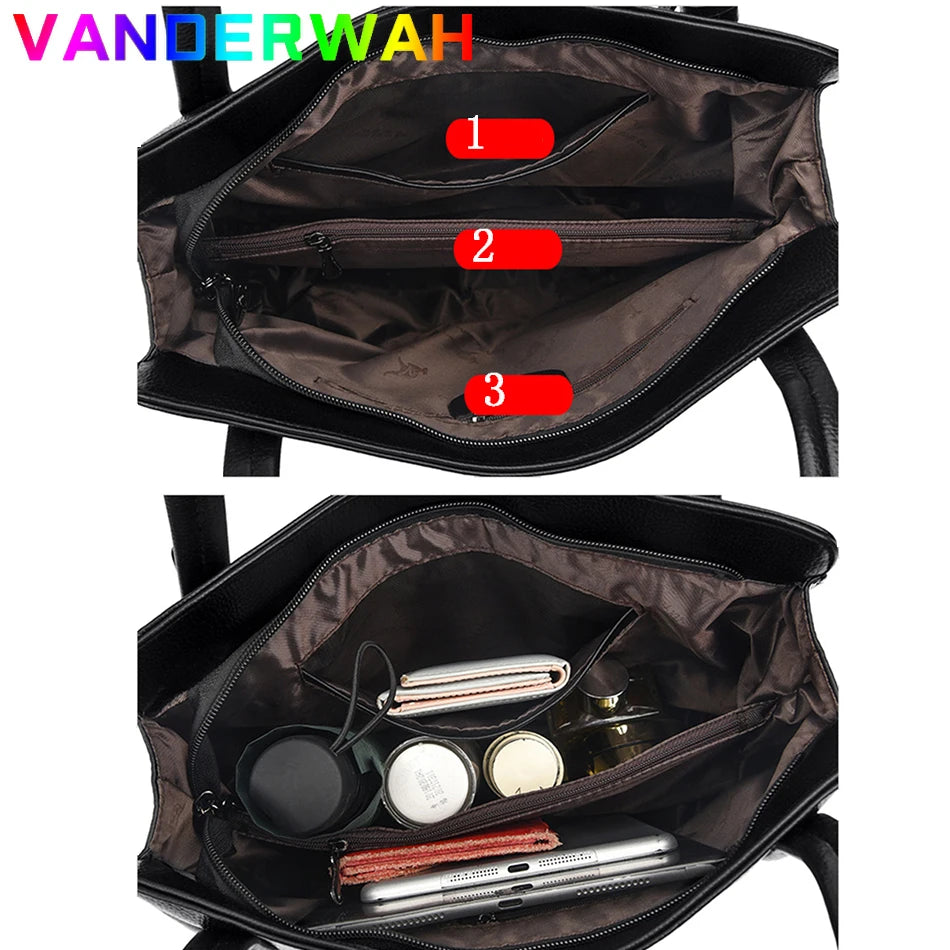 Vintage Damen Handtasche aus weichem PU-Leder – Luxuriöse Schulter Tote Bag mit großem Fassungsvermögen & Designer-Details