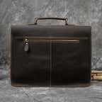 Luufan Vintage Herren Aktentasche aus echtem Crazy-Horse-Leder - Bolsa grande para negocios y portátiles con bolsa de seguridad para 15 pulgadas 