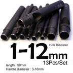 Professionelles Leder Lochstanzer Set 1–12 mm – Hochwertiges Rundloch-Punzierwerkzeug aus Carbonstahl für Gürtel, Wallets & Lederarbeiten