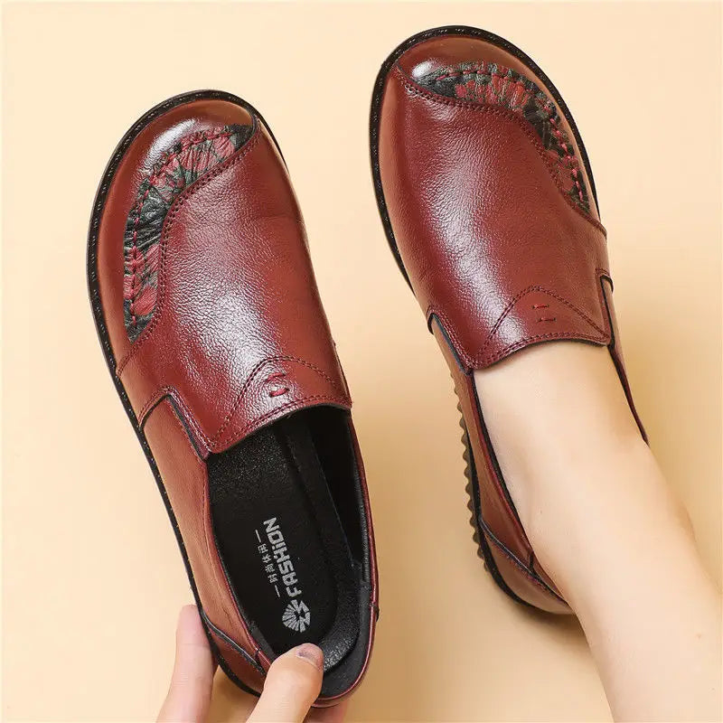 Lorilury Damen Leder Ballerinas – Handgefertigte Vintage Flats, Elegante Loafers und Moccasins für Freizeit & Alltag