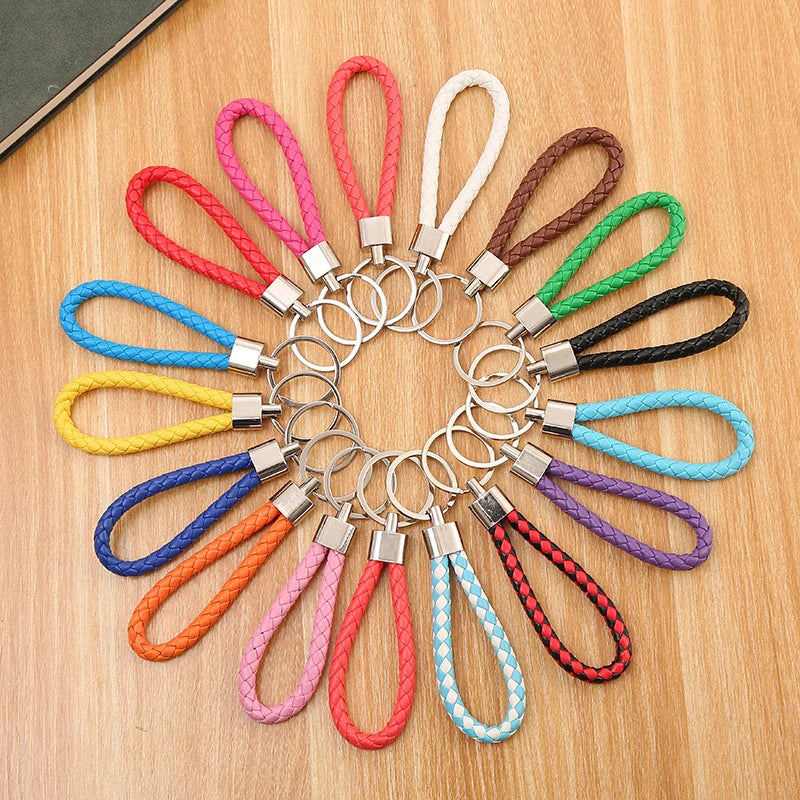 Geflochtener PU-Leder Schlüsselanhänger – Moderner Woven Rope Keychain als Taschen- & Autoanhänger, DIY Leder-Keyring für Damen & Herren