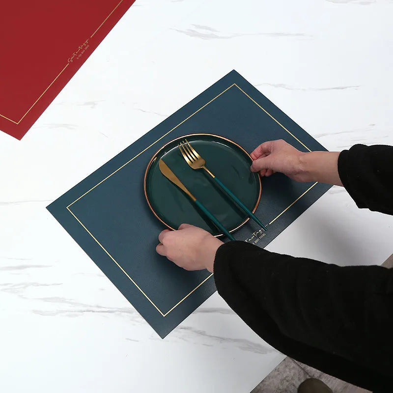 Ensembles de vaisselle en cuir rechteckige – Fête de l'huile et de l'eau, plats isolés au style européen pour cuisine et cuisine