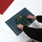 Ensembles de vaisselle en cuir rechteckige – Fête de l'huile et de l'eau, plats isolés au style européen pour cuisine et cuisine