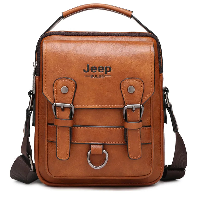 JEEP BULUO Herren Leder Messenger Bag – Multifunktionale Business-Umhängetasche mit Großer Kapazität 