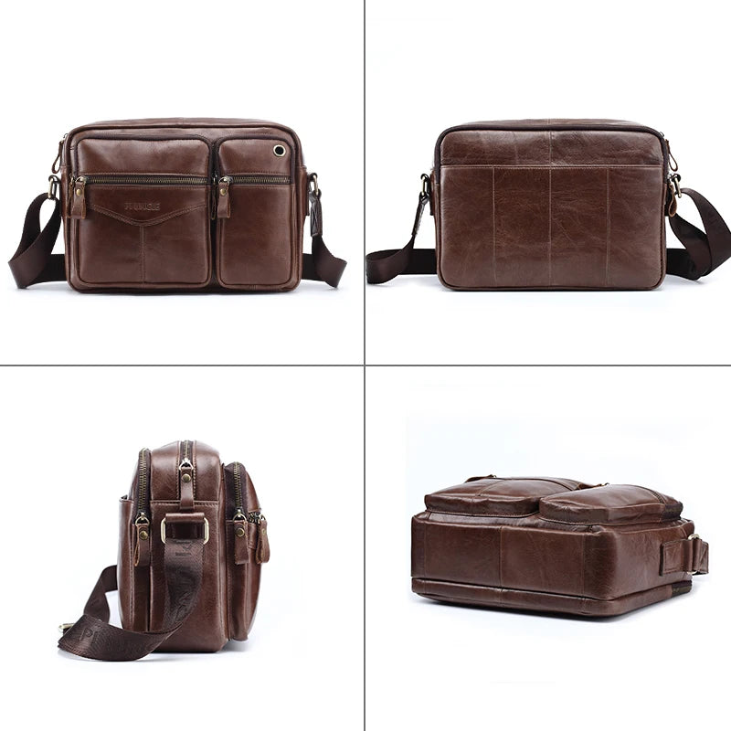 LACHIOUR Herren Leder-Umhängetasche – Echtes Leder, Casual Messenger Bag, Business & Crossbody Handbag