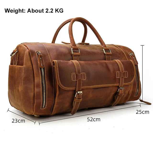 LUUFAN Bolsos de cuero para hombre con bolso de cuero vintage – Bolso de lona Vintage Crazy Horse grande con bolso de mano, bolso de negocios y de fin de semana 