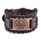Totem Design Wide Leather Pirate Compass Bracelet Men's Bracelet Celtic Viking Jewelry Compass Bracelet Accessories Party Gifts