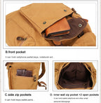 MUNUKI Vintage Canvas Rucksack – Militärischer Retro Drawstring Rucksack für Schule, Alltag & Freizeit