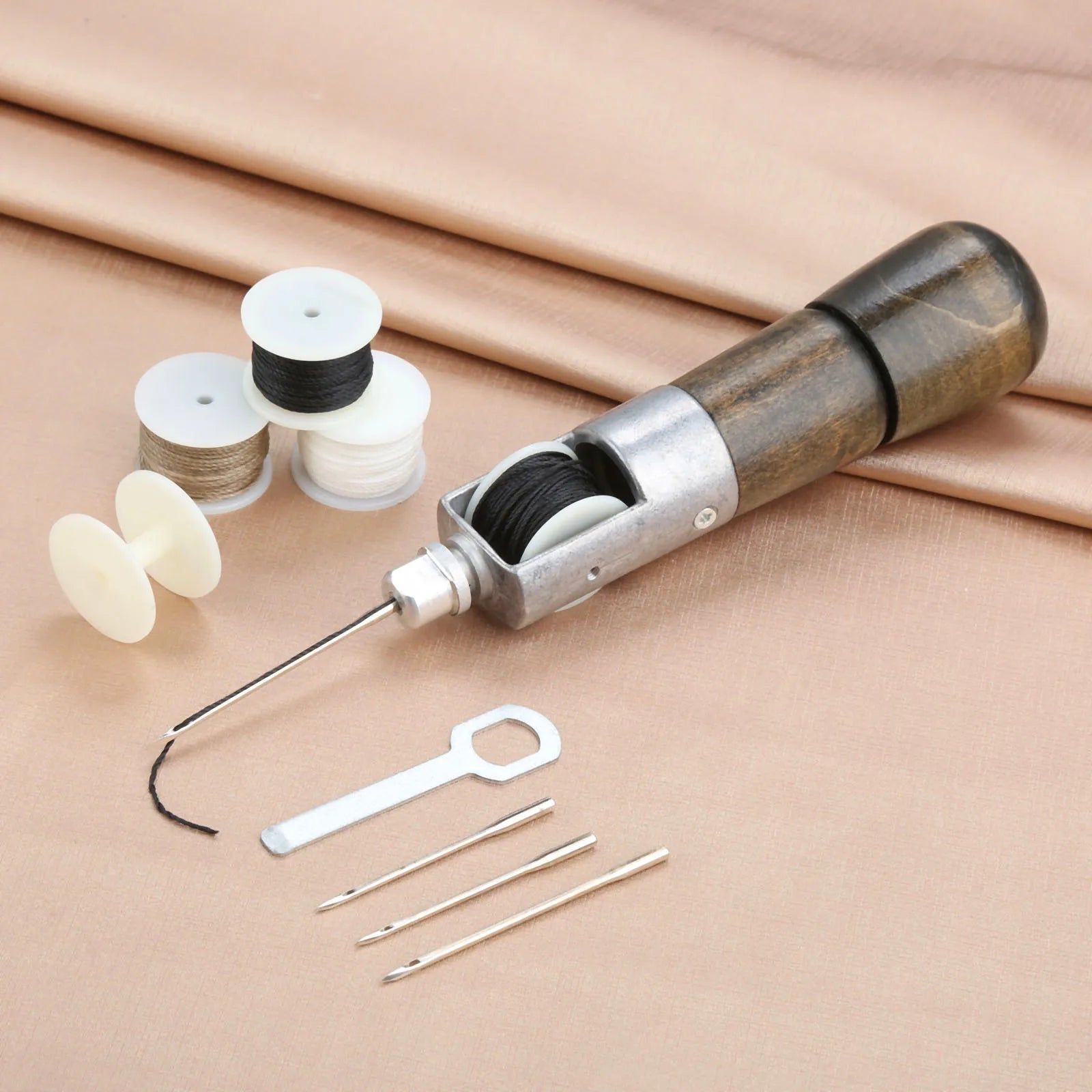 Ledernähwerkzeug – Handbetriebene Ledernähmaschine mit gewachstem Faden für Lederarbeiten