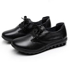 Lorilury Damen Leder Moccasins – Bequeme Wedges mit Klettverschluss, rutschfeste Flats für breite Füße