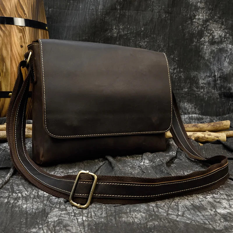 Newsbirds Vintage Herren Leder-Aktentasche – Crazy Horse Laptop Messenger Bag para oficina y oficina 
