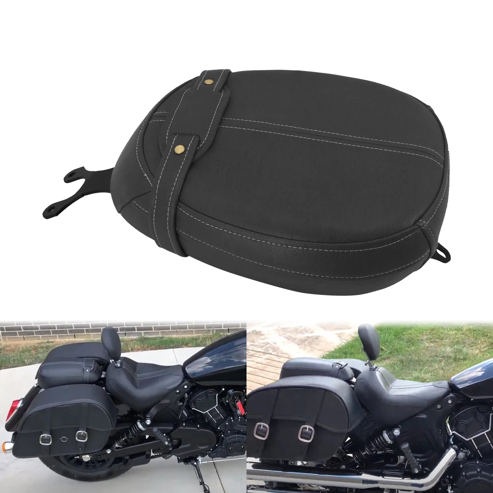 Motorrad Soziussitz aus Leder – Schwarzer/Brauner Beifahrersitz für Indian Scout & Scout Sixty (2015–2020)