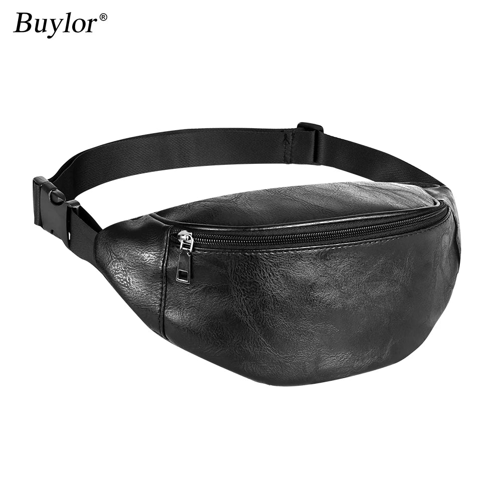 Buylor Damen & Herren PU-Leder Gürteltasche – Luxus Waist Bag, Waterproof Hip Bag & Chest Bag für Outdoor, Sport und Alltag