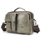 BULLCAPTAIN Bolso bandolera de cuero para hombre – Maletín de negocios y mensajero vintage con fach para computadora portátil