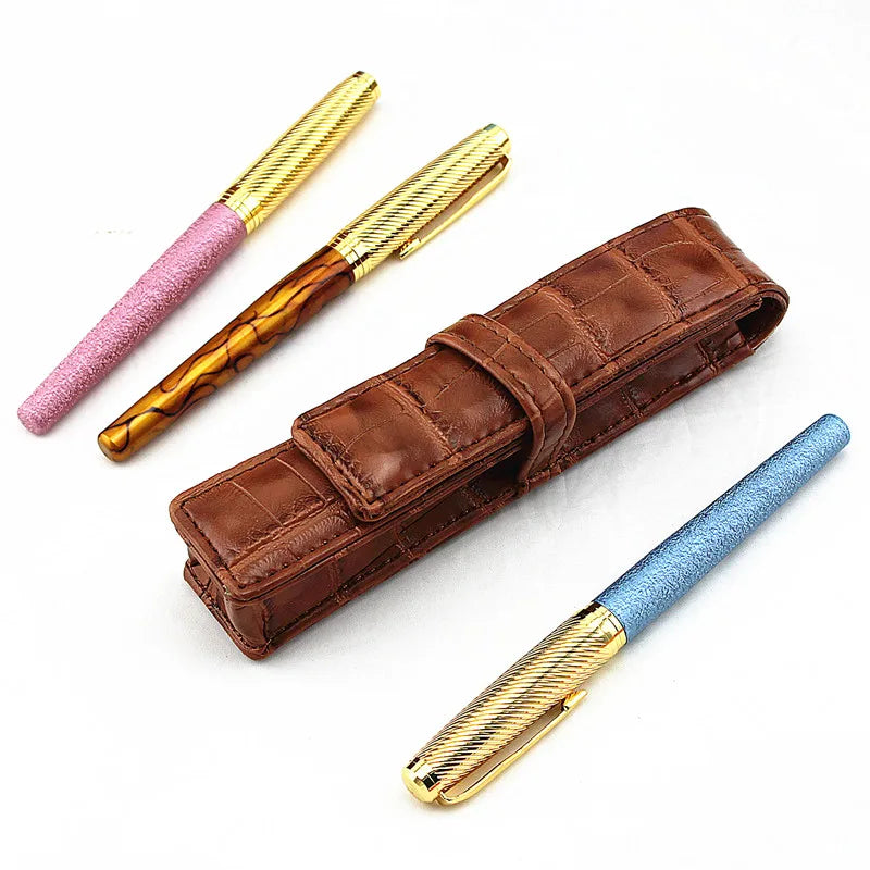 Handgefertigtes Vintage PU Leder Stifteetui – Retro Pen Case für Füllfederhalter, Reisen & Journaling | Stilvolles Schreibaccessoire