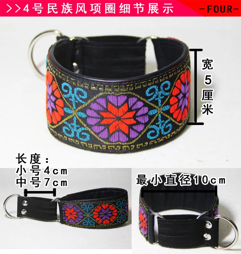 Hunde-Halsband aus Schaffell & Leder – Ethnisches Design für kleine, mittlere & große Hunde (auch Windhunde)