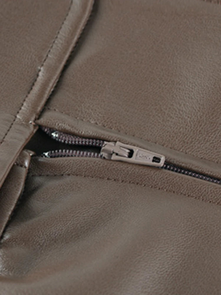 Nerazzurri Damen PU Leder Midirock – Hochtaillierter Bleistiftrock mit Seitenschlitz & Reißverschluss, eleganter Kunstleder Rock für Büro & Alltag