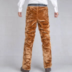 Herren PU Lederhose mit Fleece-Futter – Warme, wind- & wasserabweisende Motorrad-Hose im geraden Schnitt, Winterhose bis Plus Size