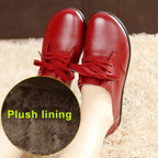 Lorilury Damen Leder Moccasins – Bequeme Wedges mit Klettverschluss, rutschfeste Flats für breite Füße