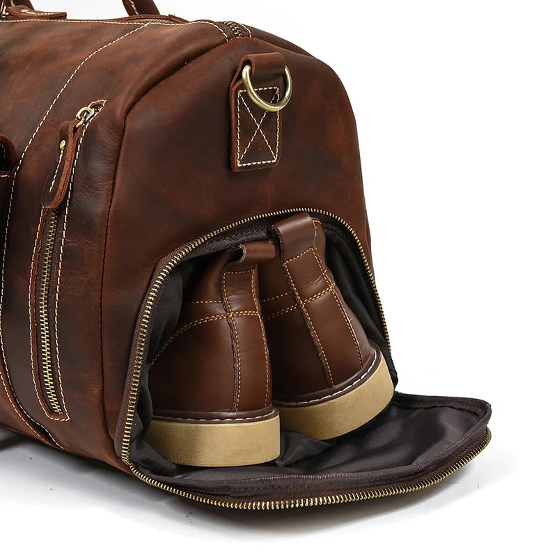 LUUFAN Bolsos de cuero para hombre con bolso de cuero vintage – Bolso de lona Vintage Crazy Horse grande con bolso de mano, bolso de negocios y de fin de semana 
